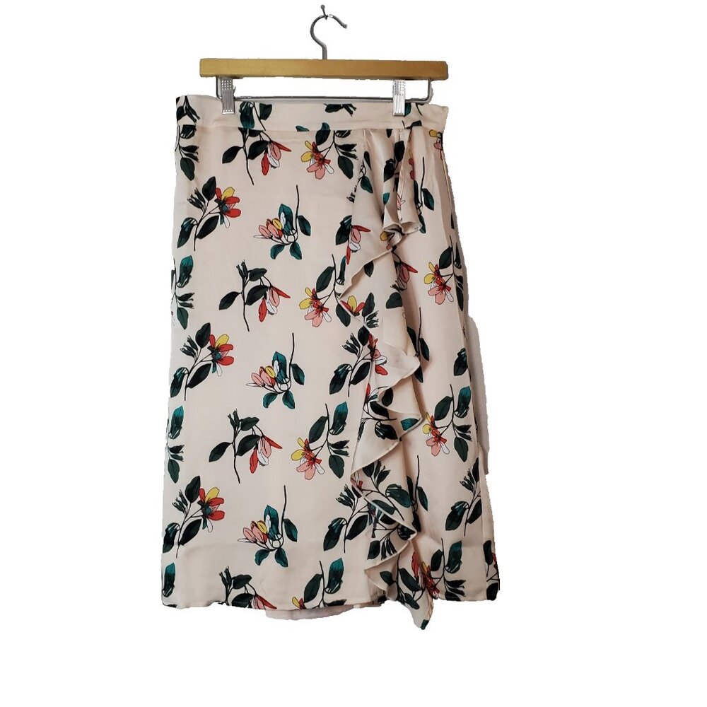 Ted Baker Women's Floral Ruffle Skirt Pink Multicolor Sz Med Lined Pull On NWT - Picture 5 of 12